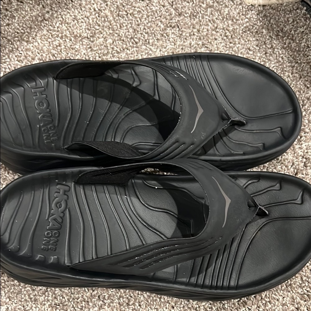 Hoka One One Black Sandals with Contoured Footbed